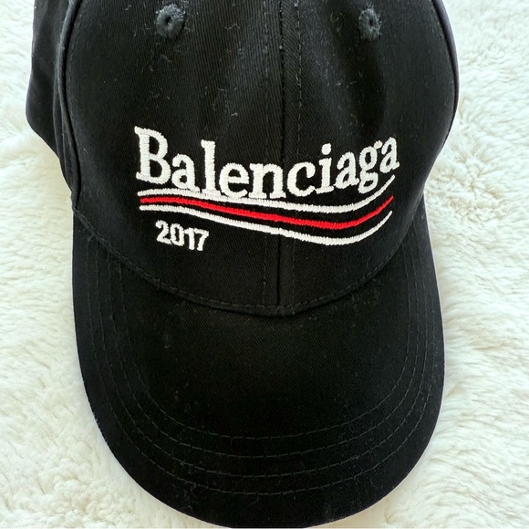 Balenciaga Black Cap with White and Red Embroidery main image 4